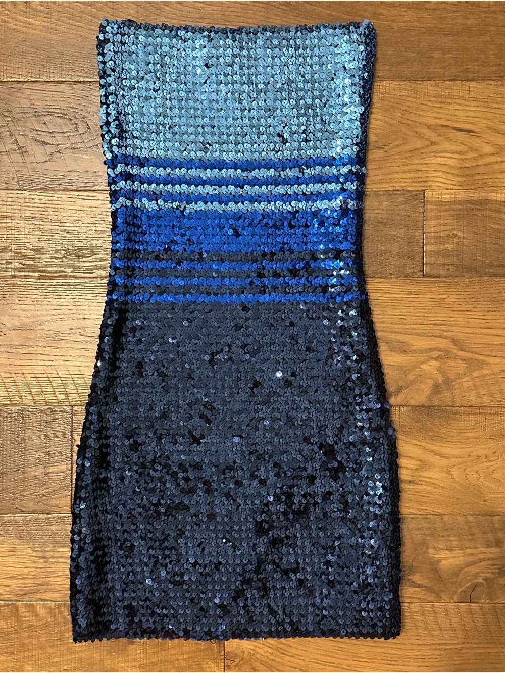 Carabella Collection Vintage 90s Sequin Mini Dress Blue Strapless Small